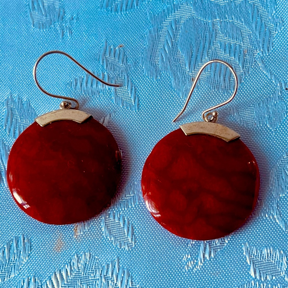 Carnelian Sterling Silver Earrings 925